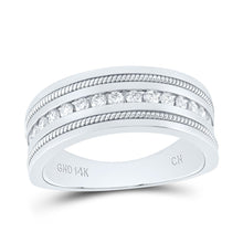 Load image into Gallery viewer, 14K White Gold Round Diamond Turkish Men's Machine Set Band 1/2 Cttw - Splendid Jewellery