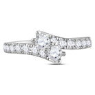14K White Gold Round Diamond Women's 2 Stone Bridal Wedding Engagement Ring (Certified) 1 Cttw - Splendid Jewellery