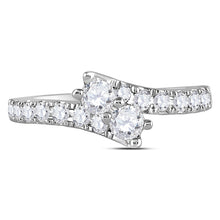 Load image into Gallery viewer, 14K White Gold Round Diamond Women's 2 Stone Bridal Wedding Engagement Ring (Certified) 1 Cttw - Splendid Jewellery