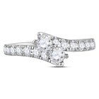 14K White Gold Round Diamond Women's 2 Stone Bridal Wedding Engagement Ring (Certified) 1 Cttw - Splendid Jewellery