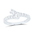14K White Gold Round Diamond Women's 2 Stone Bridal Wedding Engagement Ring (Certified) 1 Cttw - Splendid Jewellery