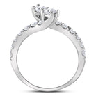 14K White Gold Round Diamond Women's 2 Stone Bridal Wedding Engagement Ring (Certified) 1 Cttw - Splendid Jewellery
