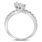 14K White Gold Round Diamond Women's 2 Stone Bridal Wedding Engagement Ring (Certified) 1 Cttw - Splendid Jewellery