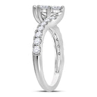 14K White Gold Round Diamond Women's 2 Stone Bridal Wedding Engagement Ring (Certified) 1 Cttw - Splendid Jewellery