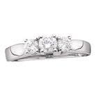 14K White Gold Round Diamond Women's 3 Stone Bridal Wedding Engagement Ring 1 1 1/2 Cttw - Splendid Jewellery