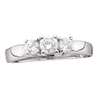 14K White Gold Round Diamond Women's 3 Stone Bridal Wedding Engagement Ring 1 1 1/2 Cttw - Splendid Jewellery