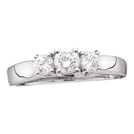 14K White Gold Round Diamond Women's 3 Stone Bridal Wedding Engagement Ring 1 1 1/2 Cttw - Splendid Jewellery
