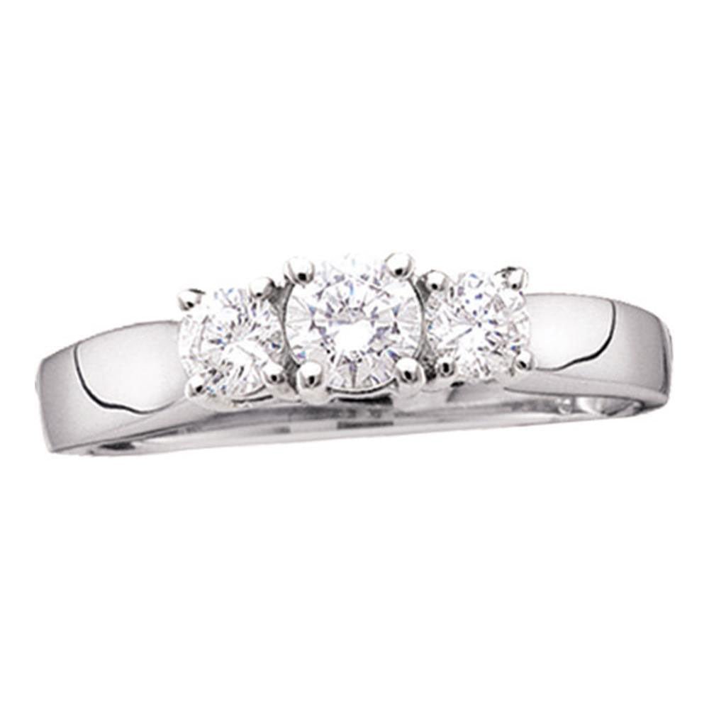 14K White Gold Round Diamond Women's 3 Stone Bridal Wedding Engagement Ring 1 Cttw - Splendid Jewellery