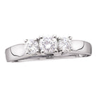 14K White Gold Round Diamond Women's 3 Stone Bridal Wedding Engagement Ring 1 Cttw - Splendid Jewellery
