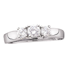 Load image into Gallery viewer, 14K White Gold Round Diamond Women's 3 Stone Bridal Wedding Engagement Ring 1 Cttw - Splendid Jewellery
