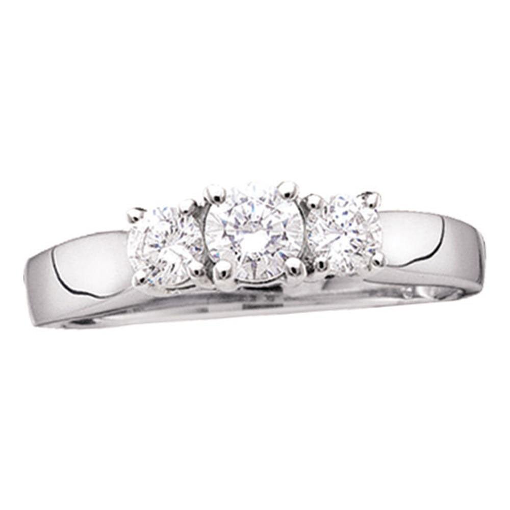 14K White Gold Round Diamond Women's 3 Stone Bridal Wedding Engagement Ring 3/4 Cttw - Splendid Jewellery