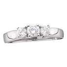 14K White Gold Round Diamond Women's 3 Stone Bridal Wedding Engagement Ring 3/4 Cttw - Splendid Jewellery