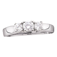 Load image into Gallery viewer, 14K White Gold Round Diamond Women's 3 Stone Bridal Wedding Engagement Ring 3/4 Cttw - Splendid Jewellery