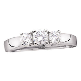 14K White Gold Round Diamond Women's 3 Stone Bridal Wedding Engagement Ring 3/4 Cttw - Splendid Jewellery
