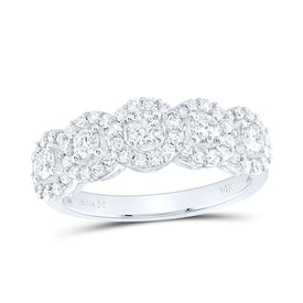 14K White Gold Round Diamond Women's 5 Stone Anniversary Ring 1 Cttw - Splendid Jewellery