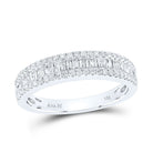 14K White Gold Round Diamond Women's Anniversary Band Ring 1/2 Cttw - Splendid Jewellery