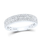 14K White Gold Round Diamond Women's Anniversary Band Ring 1/2 Cttw - Splendid Jewellery
