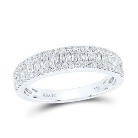 14K White Gold Round Diamond Women's Anniversary Band Ring 1/2 Cttw - Splendid Jewellery