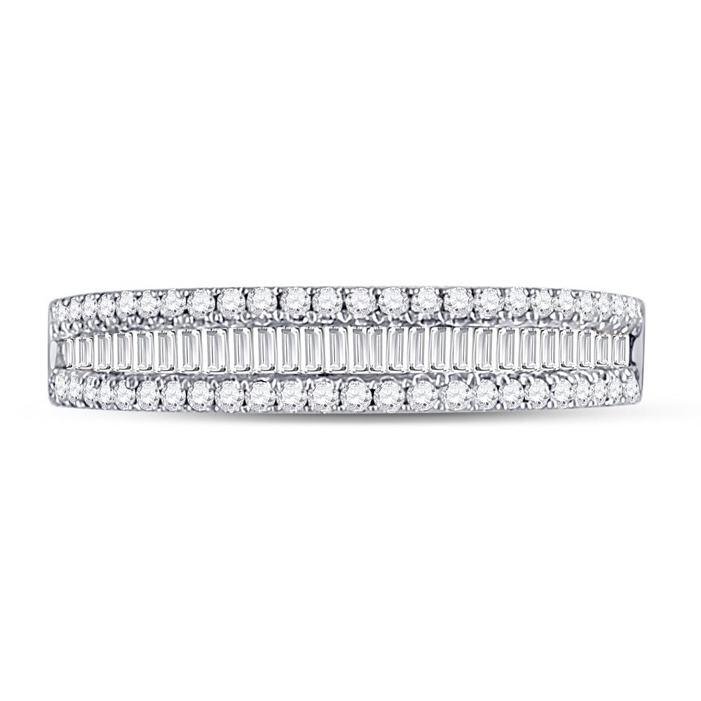 14K White Gold Round Diamond Women's Anniversary Band Ring 1/2 Cttw - Splendid Jewellery
