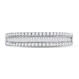 14K White Gold Round Diamond Women's Anniversary Band Ring 1/2 Cttw - Splendid Jewellery