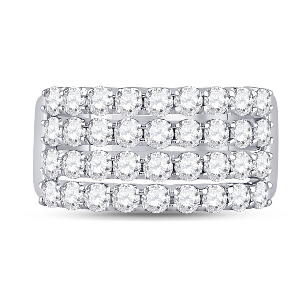 14K White Gold Round Diamond Women's Anniversary Band Ring 2 Cttw - Splendid Jewellery