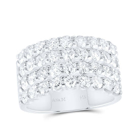 14K White Gold Round Diamond Women's Anniversary Band Ring 2 Cttw - Splendid Jewellery