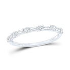 14K White Gold Round Diamond Women's Baguette Modern Stackable Band Ring 3/8 Cttw - Splendid Jewellery