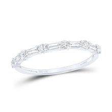 Load image into Gallery viewer, 14K White Gold Round Diamond Women's Baguette Modern Stackable Band Ring 3/8 Cttw - Splendid Jewellery