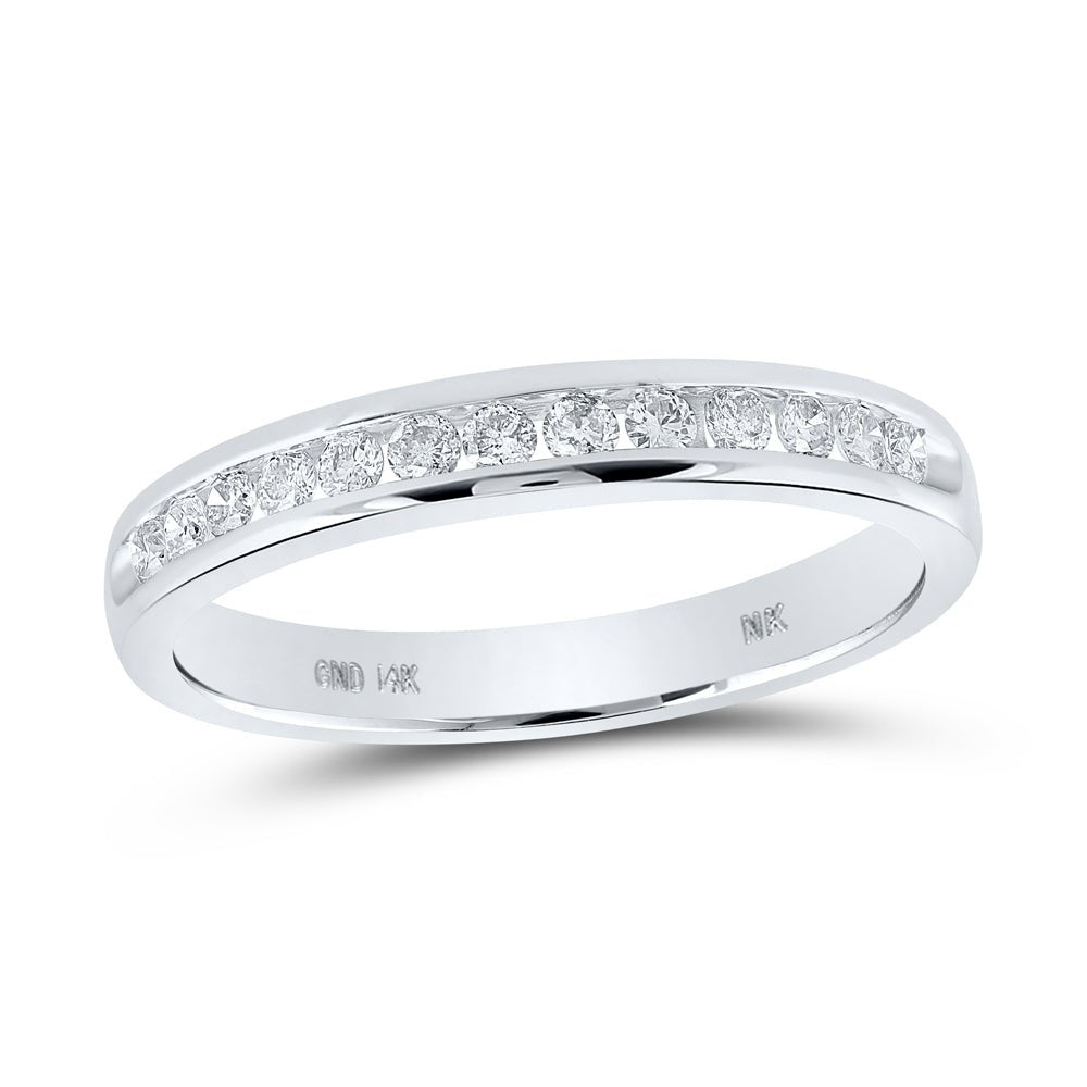 14K White Gold Round Diamond Women's Band 1/4 Cttw - Splendid Jewellery