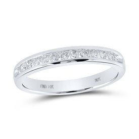 14K White Gold Round Diamond Women's Band 1/4 Cttw - Splendid Jewellery