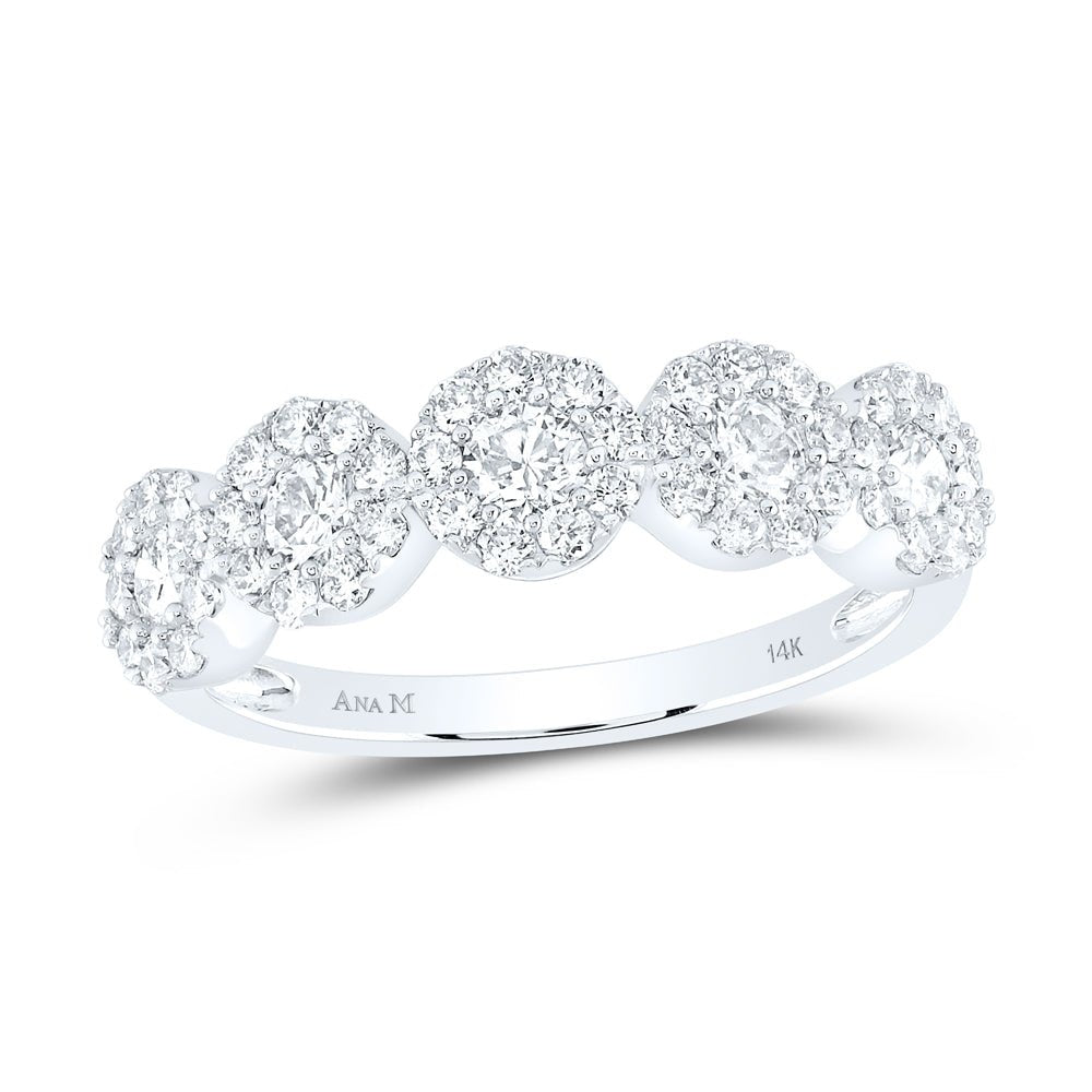 14K White Gold Round Diamond Women's Band Ring 1 Cttw - Splendid Jewellery