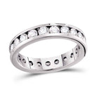 14K White Gold Round Diamond Women's Bridal Wedding Anniversary Eternity Band 1 1 1/2 Cttw - Splendid Jewellery