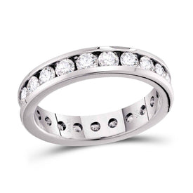 14K White Gold Round Diamond Women's Bridal Wedding Anniversary Eternity Band 1 1 1/2 Cttw - Splendid Jewellery