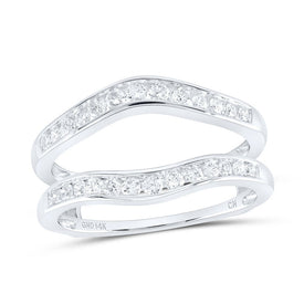 14K White Gold Round Diamond Women's Bridal Wedding Enhancer Band Wrap Ring 1/2 Cttw - Splendid Jewellery