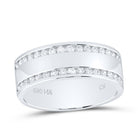 14K White Gold Round Diamond Women's Channel Set Double Row Wedding Band 1/2 Cttw - Splendid Jewellery