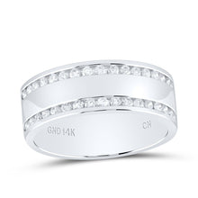 Load image into Gallery viewer, 14K White Gold Round Diamond Women's Channel Set Double Row Wedding Band 1/2 Cttw - Splendid Jewellery