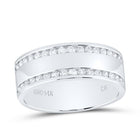 14K White Gold Round Diamond Women's Channel Set Double Row Wedding Band 1/2 Cttw - Splendid Jewellery