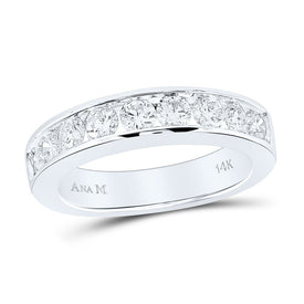 14K White Gold Round Diamond Women's Channel Set Single Row Wedding Band 1 Cttw - Splendid Jewellery