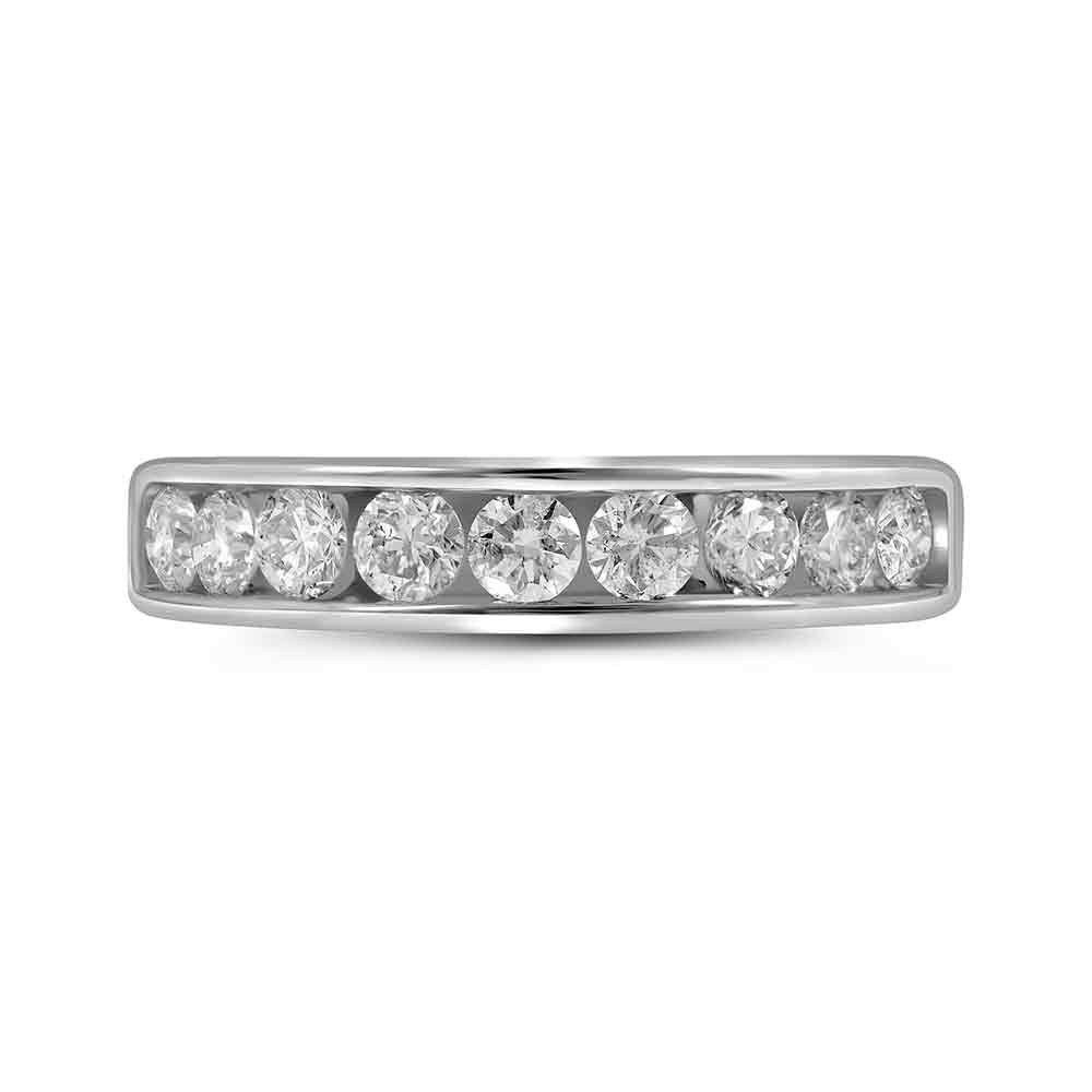 14K White Gold Round Diamond Women's Channel Set Single Row Wedding Band 1 Cttw - Splendid Jewellery