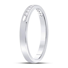 Load image into Gallery viewer, 14K White Gold Round Diamond Women's Channel Set Single Row Wedding Band 1/10 Cttw - Splendid Jewellery