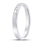 14K White Gold Round Diamond Women's Channel Set Single Row Wedding Band 1/10 Cttw - Splendid Jewellery