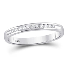 Load image into Gallery viewer, 14K White Gold Round Diamond Women's Channel Set Single Row Wedding Band 1/10 Cttw - Splendid Jewellery