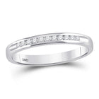 14K White Gold Round Diamond Women's Channel Set Single Row Wedding Band 1/10 Cttw - Splendid Jewellery