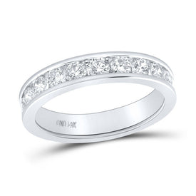 14K White Gold Round Diamond Women's Channel Set Wedding Band 1 Cttw - Splendid Jewellery