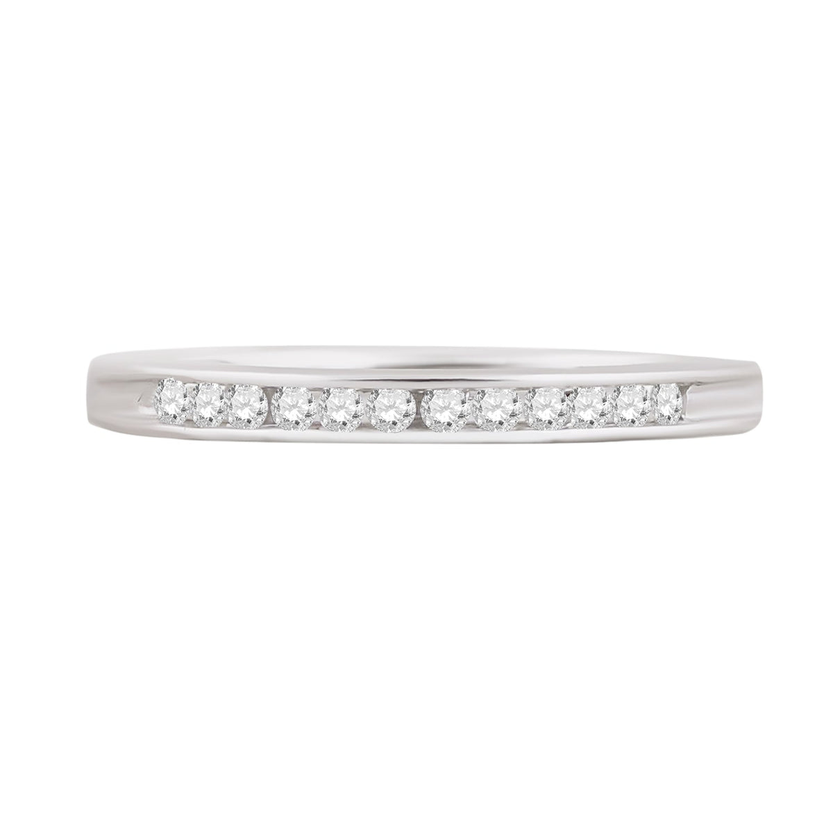 14K White Gold Round Diamond Women's Channel Set Wedding Band 1/6 Cttw - Splendid Jewellery