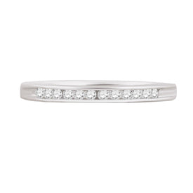 14K White Gold Round Diamond Women's Channel Set Wedding Band 1/6 Cttw - Splendid Jewellery