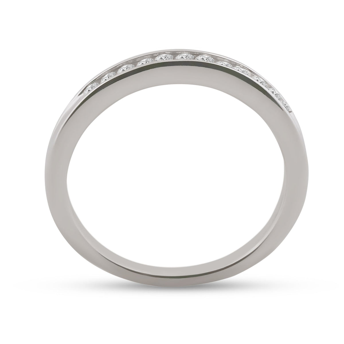 14K White Gold Round Diamond Women's Channel Set Wedding Band 1/6 Cttw - Splendid Jewellery