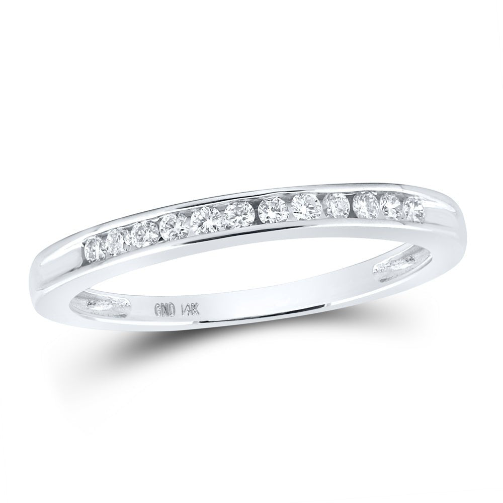 14K White Gold Round Diamond Women's Channel Set Wedding Band 1/6 Cttw - Splendid Jewellery