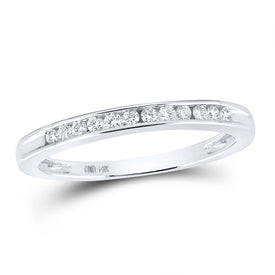 14K White Gold Round Diamond Women's Channel Set Wedding Band 1/6 Cttw - Splendid Jewellery