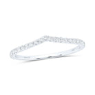 14K White Gold Round Diamond Women's Chevron Stackable Band Ring 1/6 Cttw - Splendid Jewellery